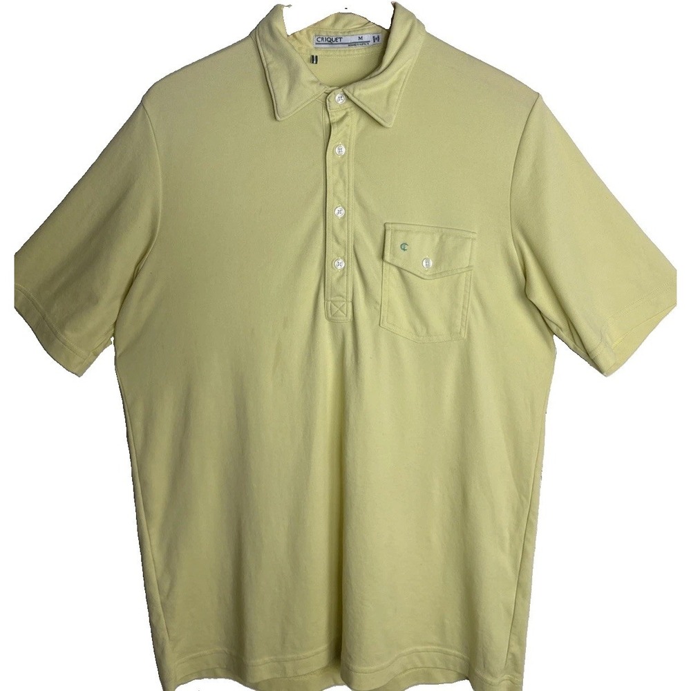 Criquet Polo Shirt Mens Medium Yellow Short Sleeve Pocket